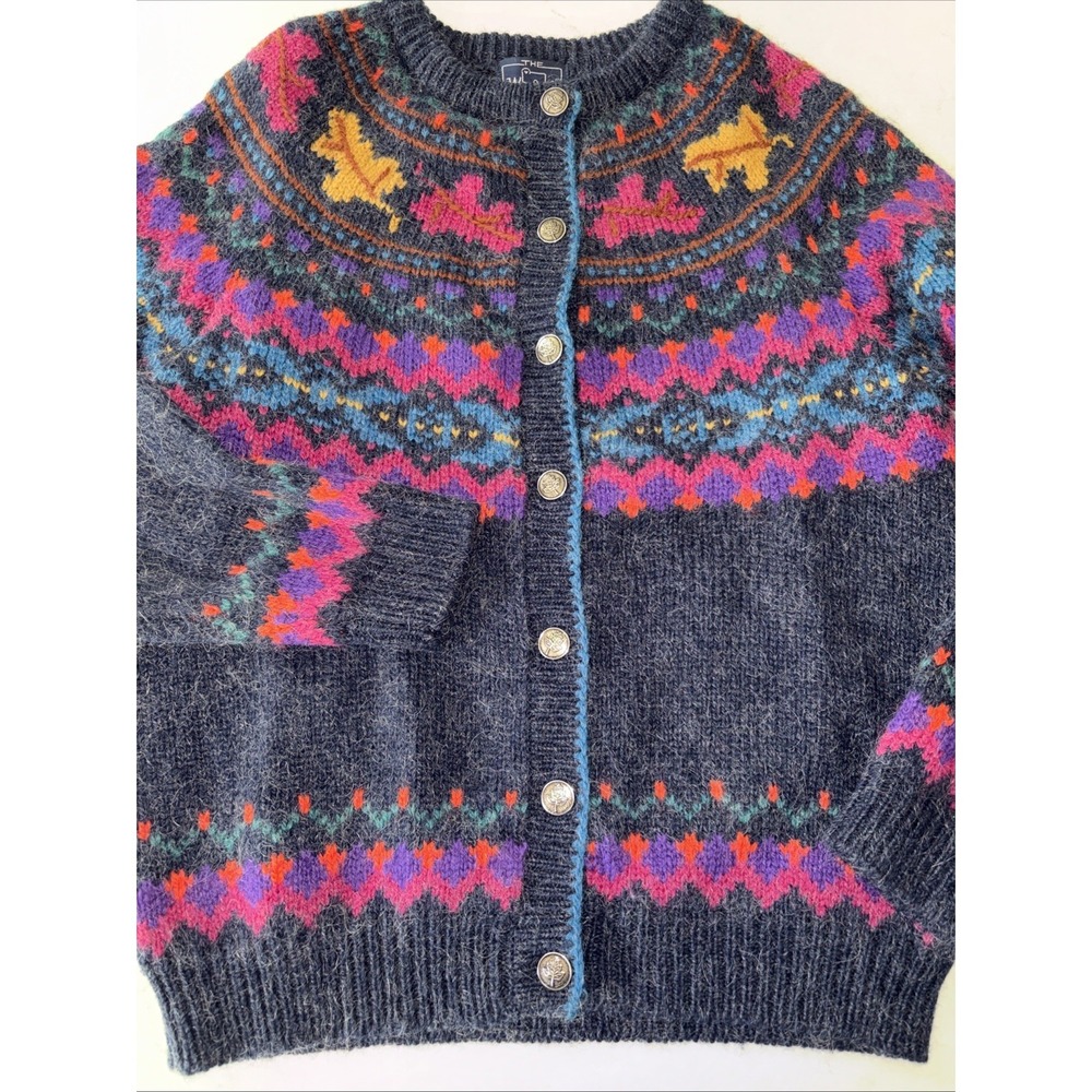 Classic Vtg Woolrich Womens XL wool mohair cardigan sweater grannycore Fair Isle - Picture 1 of 7